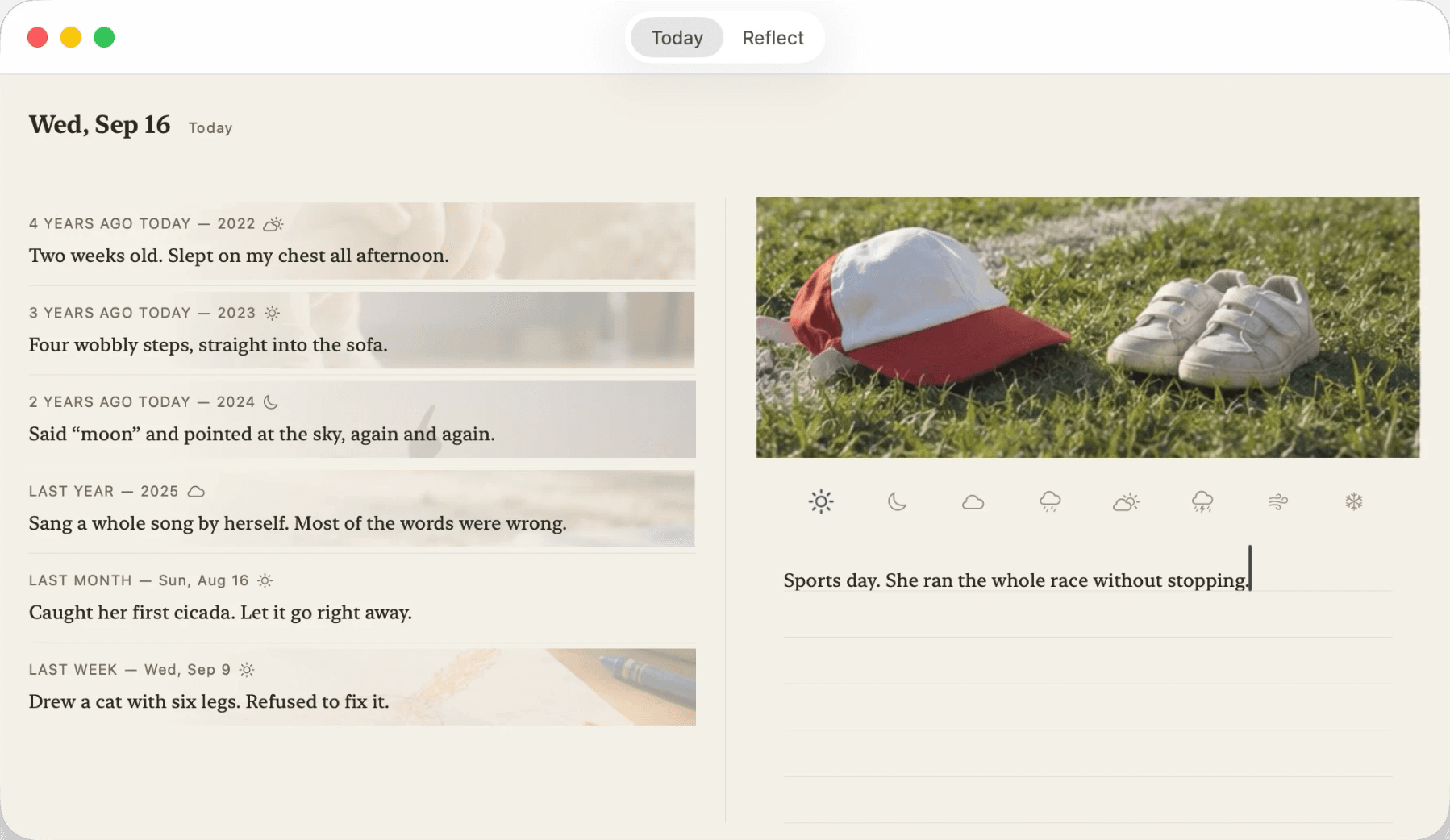 Inkline on Mac: the same date across every year, side by side